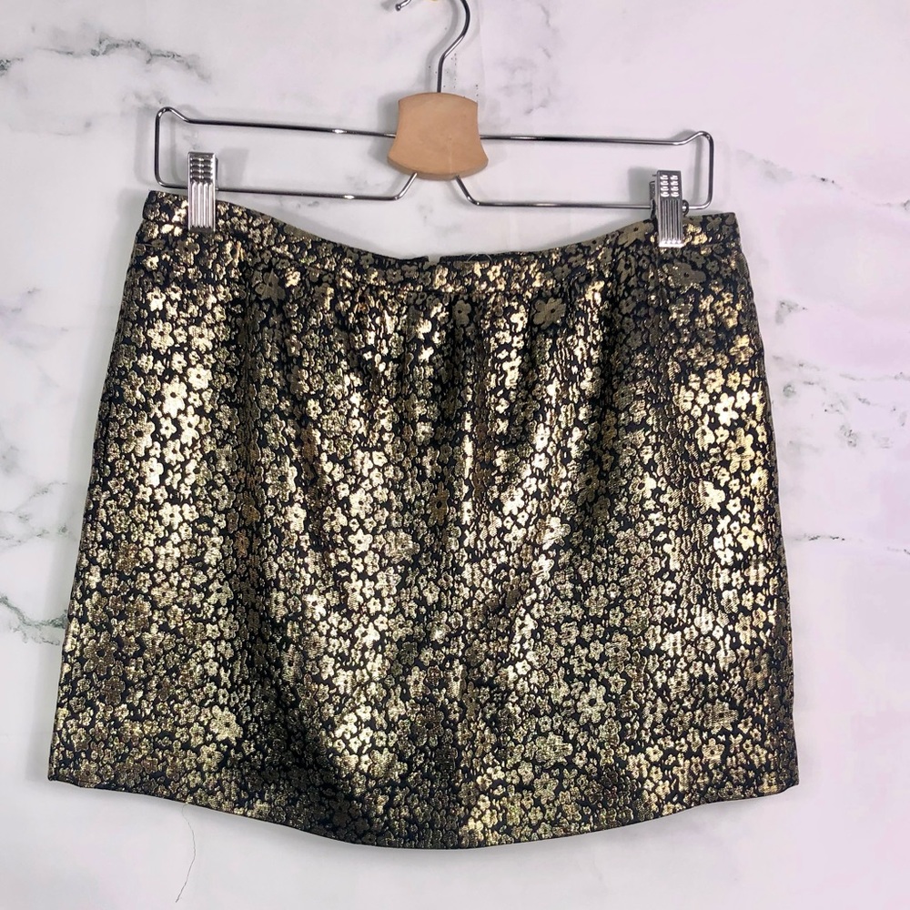 J. Crew Collection Metallic Marigold Jacquard Mini Skirt size 6